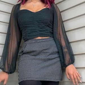 Green cropped blouse long sleeve